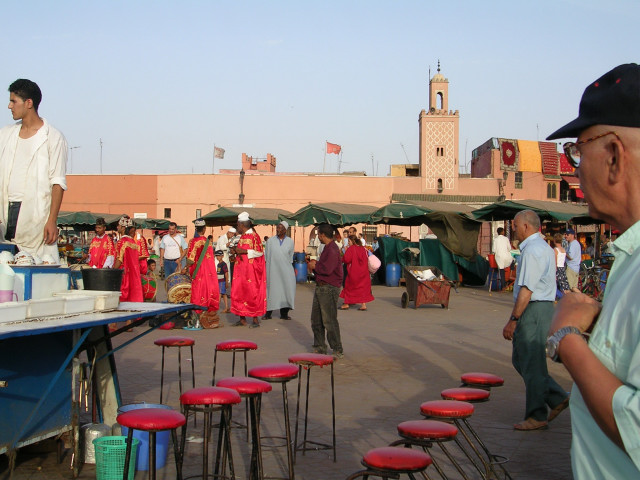 Place Jemaa El Fna, vue d'une terrasse de café